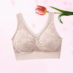 Aarenza pure cotton buttonless lifting bras in white, soft, comfortable, and seamless, shown on a model with smooth fabric.