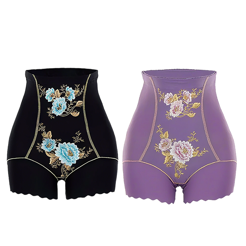 A pair of black women's high-waisted tummy control shaper shorts from Arenzza, with smooth fabric and seamless design.