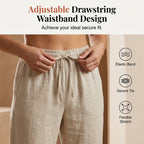 A pair of women's casual cotton linen capris by Arenzza, featuring a relaxed fit and light, breathable fabric for comfortable wear.