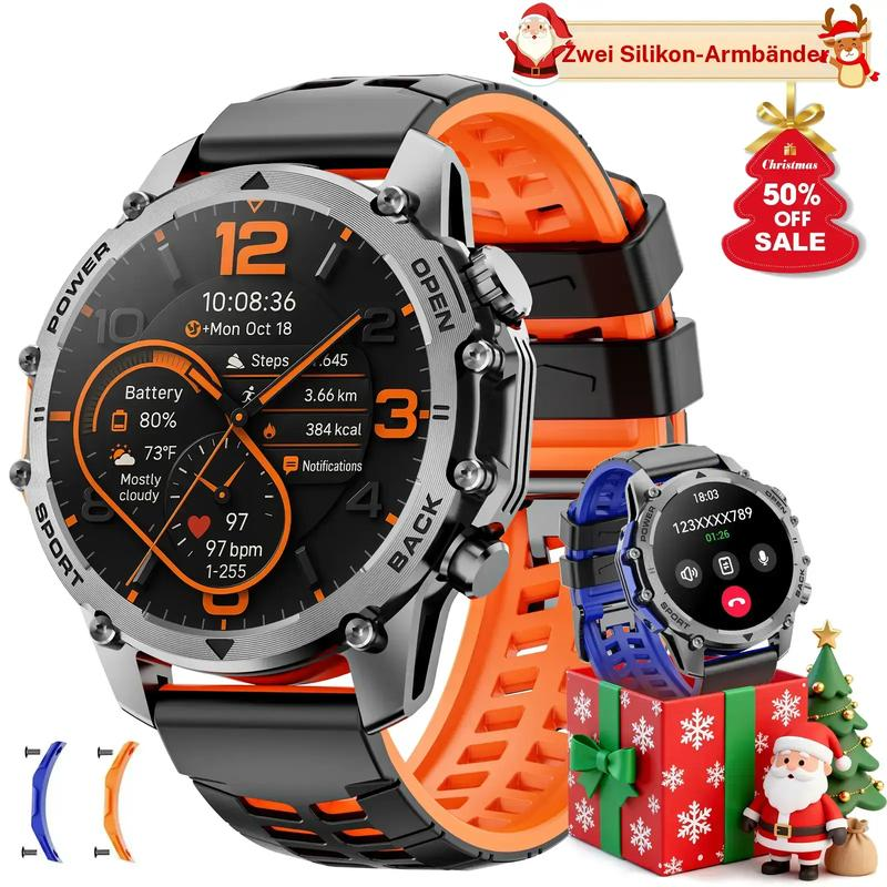 Arenzza 1.52-inch HD men's smartwatch with sports modes, phone call and music control, waterproof design, and long battery life.