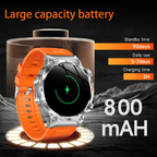 Arenzza 1.52-inch HD men's smartwatch displaying call and music controls, with sporty design and waterproof IP68 rating.