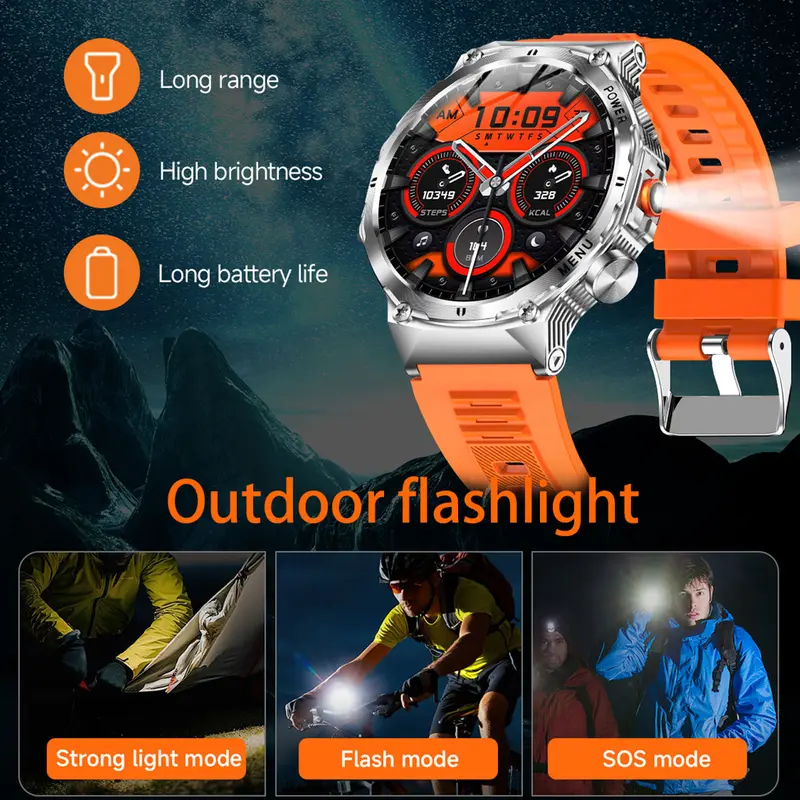 Arenzza 1.52-inch HD men's smartwatch with sports modes, waterproof IP68, phone call and music control, and long battery life.