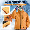 Arenzza waterproof sports hooded jacket for outdoor activities, black, with a hood, rainproof fabric, and front zipper.
