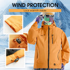 Arenzza waterproof sports hooded jacket for outdoor activities, black, with a hood, rainproof fabric, and front zipper.