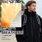 Arenzza waterproof sports hooded jacket for outdoor activities, shown in black with adjustable hood and zip closure.