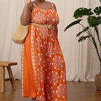 A beige adjustable strap loose jumpsuit from Arenzza, featuring a relaxed fit and wide-leg design in a casual style.