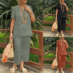 Aarenza women's casual top and pants 2-piece set featuring a relaxed fit, stylish design, in soft fabric, ideal for everyday wear.