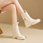 Arenzza waterproof non-slip mid-calf boots with thick soles, stylish and durable footwear for all weather conditions.