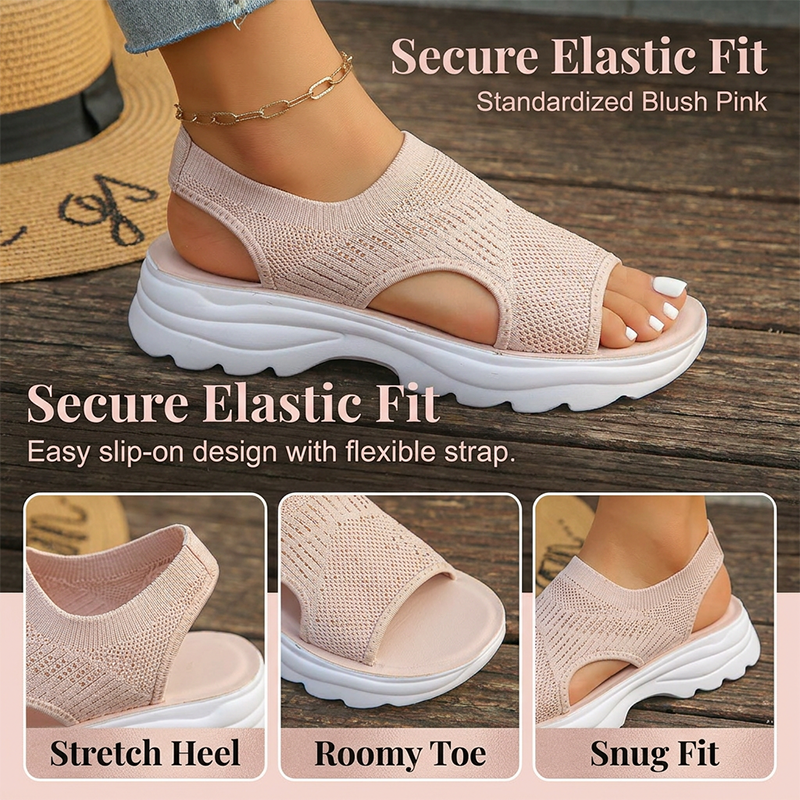 Women's breathable mesh platform sandals by Arenzza with open toes and ankle straps, showcasing a stylish summer footwear design.