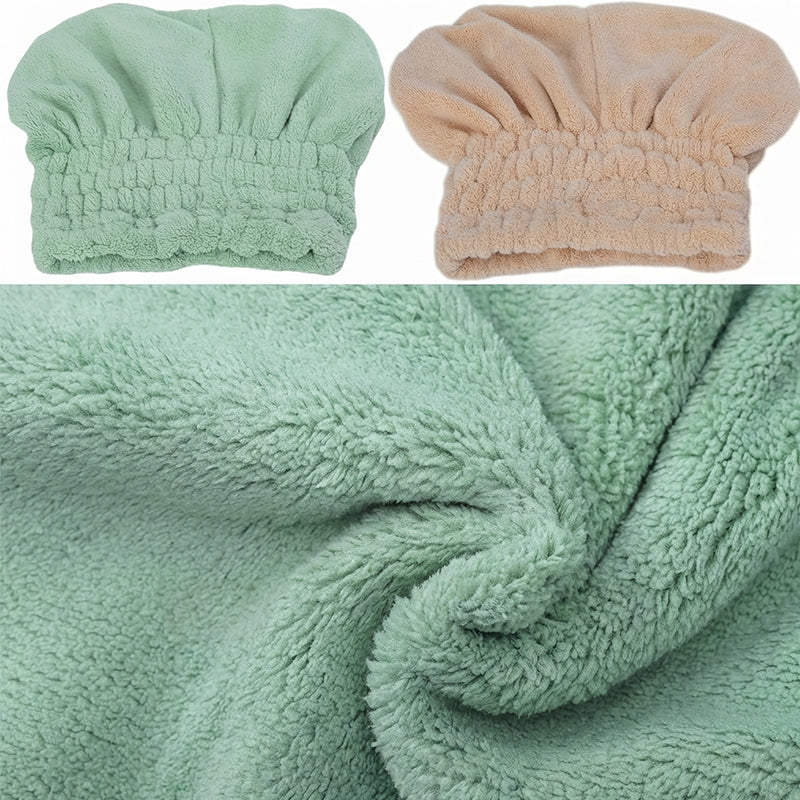 Aarenza coral fleece hair turban in vibrant coral, soft and cozy for hair drying and styling, made from plush fleece material.