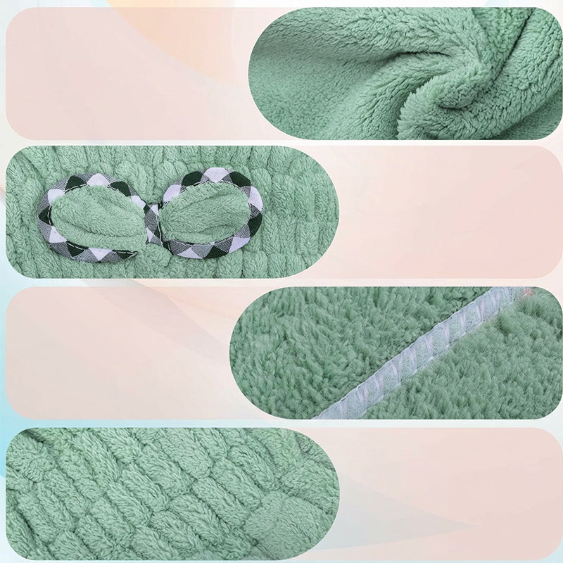 A coral fleece hair turban from Arenzza, shown in a soft, plush fabric with a tied knot and snug fit for comfortable hair drying.