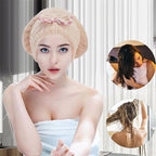Arenzza coral fleece hair turban in vibrant coral color, soft and cozy for drying and styling hair.