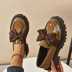 Arenzza chic sweet platform loafers with bow in purple, featuring a stylish design and chunky sole, perfect for fashionable footwear.