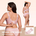 Aarenza super firming wirefree jelly bra with leopard print, showing the comfortable, supportive design and bold pattern.