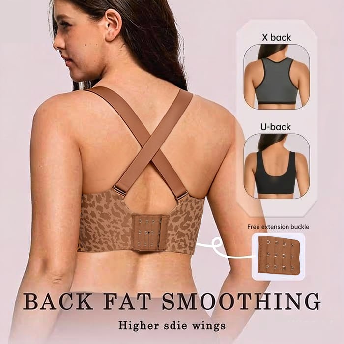 Arenzza super firming wirefree jelly bra with leopard print, soft fabric, and supportive fit, designed for comfortable wear.