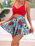 Aarenzza women's cutout one-piece swimsuit with v-neck, tummy control, and flirty cutouts, shown in a vibrant swimwear style.