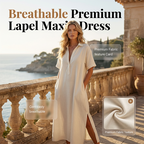 Aarenza women's cotton linen short sleeve lapel dress in light fabric, showcasing a chic, breezy, and comfortable summer style.