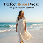 Aarenza women's cotton linen short sleeve lapel dress in light fabric, featuring a chic collar and comfortable fit.