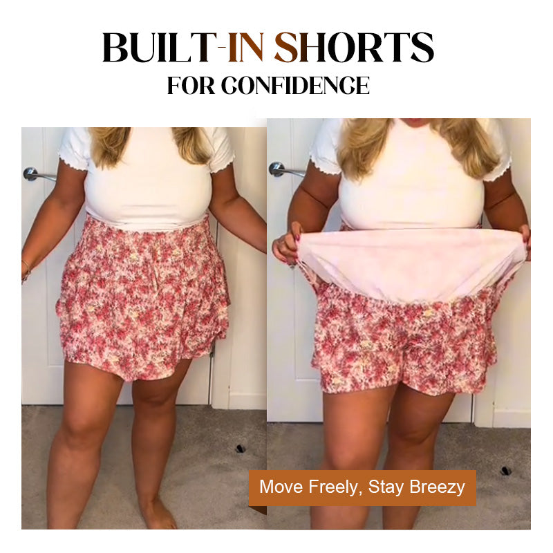 Aarenza floral ruffle tiered slimming skirt in lightweight fabric, featuring a feminine tiered design and floral pattern.