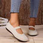 Arenzza breathable knit flats with anti-slip soles, soft cloud-like material, designed for cool, comfortable long walks.