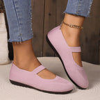 Arenzza breathable knit flats with anti-slip soles, soft and cool footwear for comfortable all-day walking.