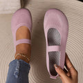 A pair of Arenzza breathable knit flats with anti-slip soles, soft, cool, and perfect for long walks, shown on a clean background.