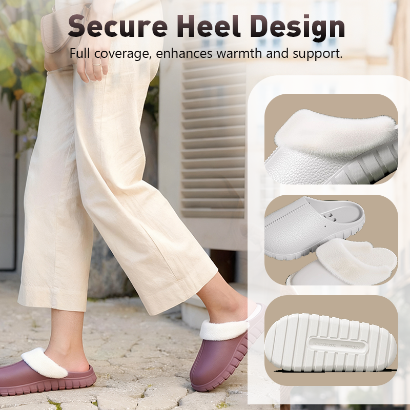 Arenzza plush-lined cotton slippers with covered heel, removable washable lining, cozy and comfortable footwear for home wear.