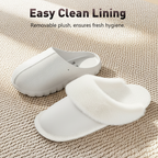 Arenzza plush-lined cotton slippers with covered heel, removable washable lining, cozy and comfortable for indoor wear.
