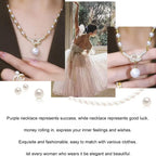 Aarenza women's pearl necklace featuring a string of white pearls with a silver clasp, elegant jewelry accessory.