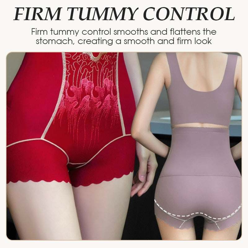 A pair of black women's high-waisted tummy control shaper shorts by Arenzza, designed for slimming and shaping the waist.