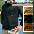 Men's Arenzza windproof and waterproof outdoor jacket, shown in a rugged outdoor setting, designed for protection against the elements.