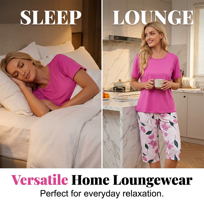 Arenzza women's comfortable pajama set with soft, airy fabric, ideal for warm nights, featuring a relaxed fit and cozy design.