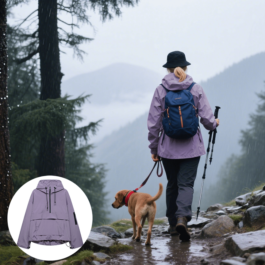 Aarenza waterproof women's 3-in-1 jacket with rain, wind, and cold protection, featuring a hood and adjustable cuffs.