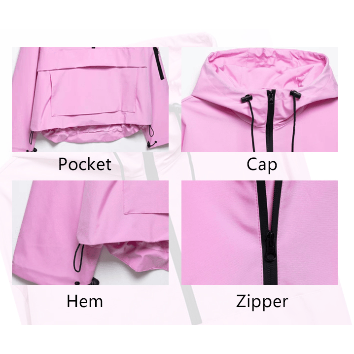 Aarenza 3-in-1 waterproof women's jacket in black, designed for rain, wind, and cold weather, with a hood and adjustable features.