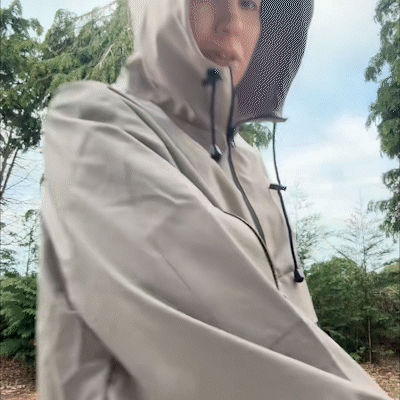 Aarenza waterproof women's jacket in black, featuring a hood and zip closure, designed for rain, wind, and cold weather protection.