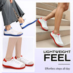 A pair of women's wide toe casual sneakers by Arenzza, featuring comfortable design and neutral color for everyday wear.