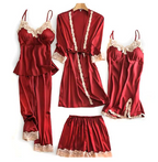 A set of five ice silk pajamas in pastel colors from Arenzza, featuring comfortable, lightweight sleepwear for women.