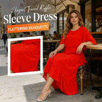 Aarenza elegant tiered ruffle sleeve dress in soft fabric, showcasing its flattering silhouette and feminine design.