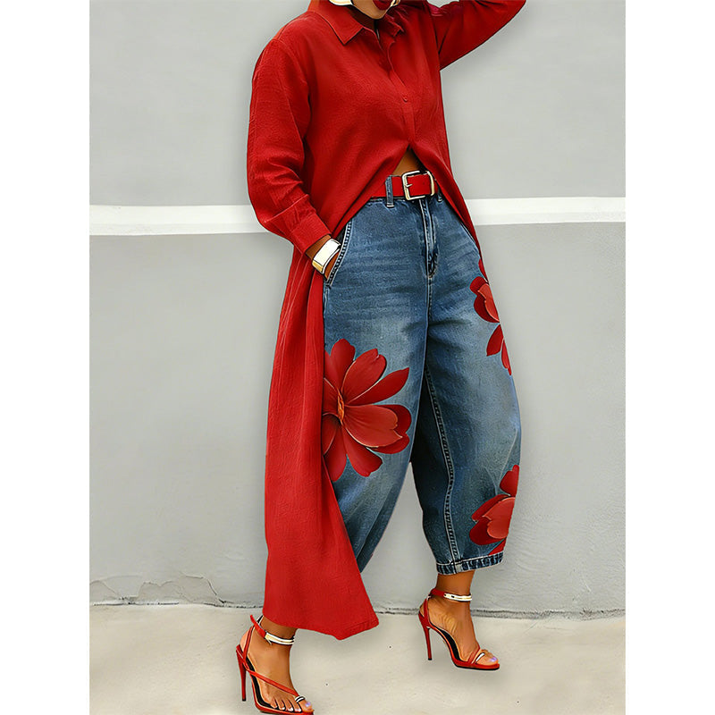 Aarenza women's long sleeve button-down maxi shirt dress in a stylish, flowing fabric, shown with a relaxed fit and classic collar.