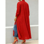 Aarenza women's long sleeve button-down maxi shirt dress in a lightweight fabric, featuring a relaxed fit and classic collar.
