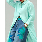 Aarenza women's long sleeve button-down maxi shirt dress, stylish and comfortable, in a flowy fabric perfect for casual or dressy occasions.