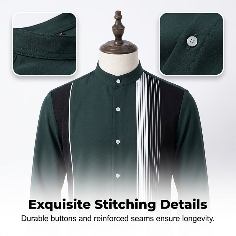 Men's striped shirt and pants 2-piece set by Arenzza, casual clothing ensemble with stylish vertical stripes and comfortable fit.