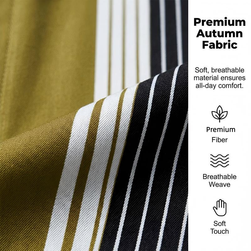 Men's striped shirt and matching pants 2-piece set by Arenzza, casual clothing with stylish vertical stripes.