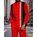 A men's striped shirt and pants 2-piece set by Arenzza, featuring a stylish, coordinated outfit for casual or semi-formal wear.