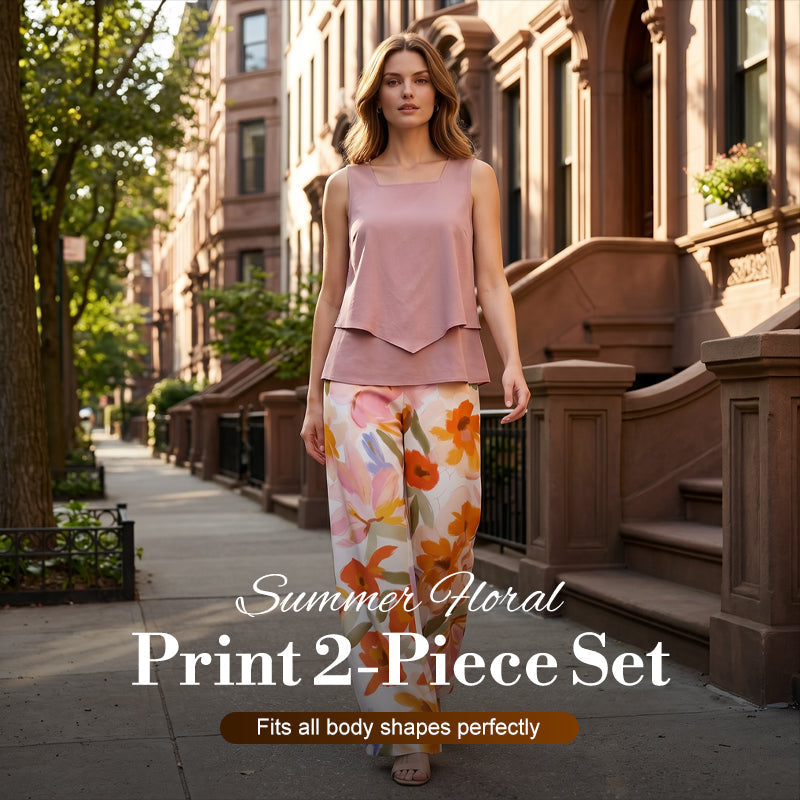 A women's summer floral print 2-piece set by Arenzza featuring a matching top and skirt, perfect for warm weather.