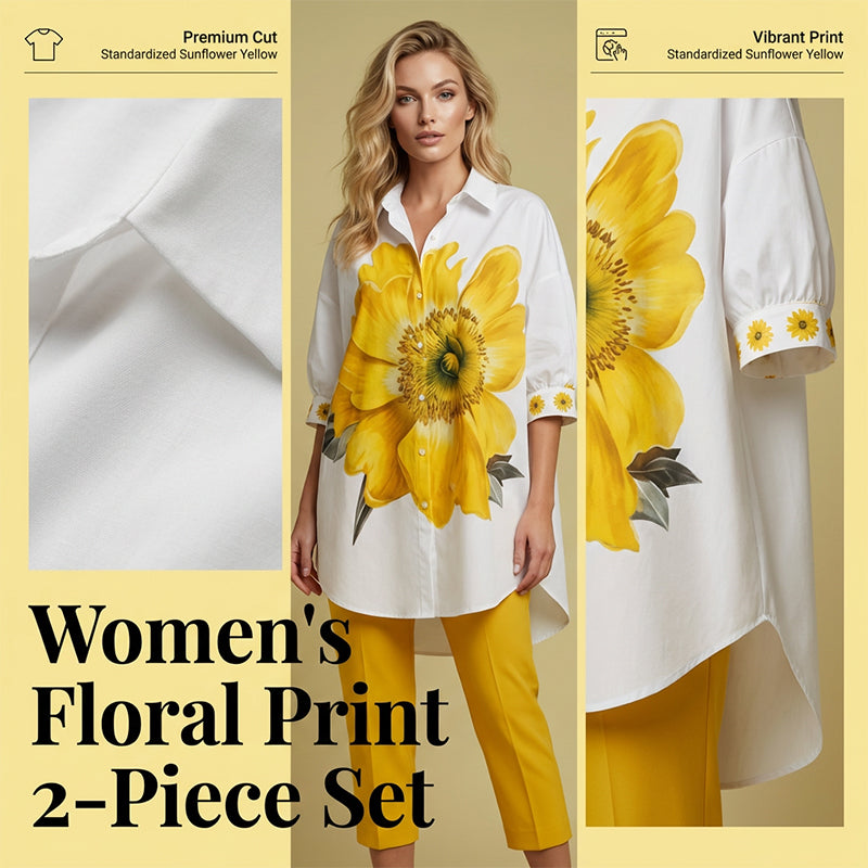 Aarenza women's floral print 2-piece clothing set featuring a matching top and pants with vibrant floral pattern.