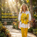 A women's floral print 2-piece set from Arenzza, featuring a matching top and skirt with colorful flower patterns.
