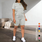 Aarenza women's sports top and shorts 2-piece set, athletic clothing with breathable fabric, ideal for workout or active wear.