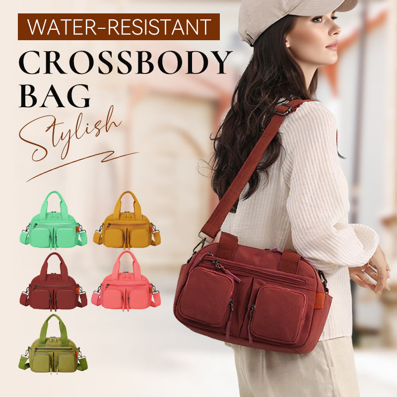Aarenza stylish water-resistant crossbody bag in black with adjustable strap, made of durable fabric, ideal for daily use.