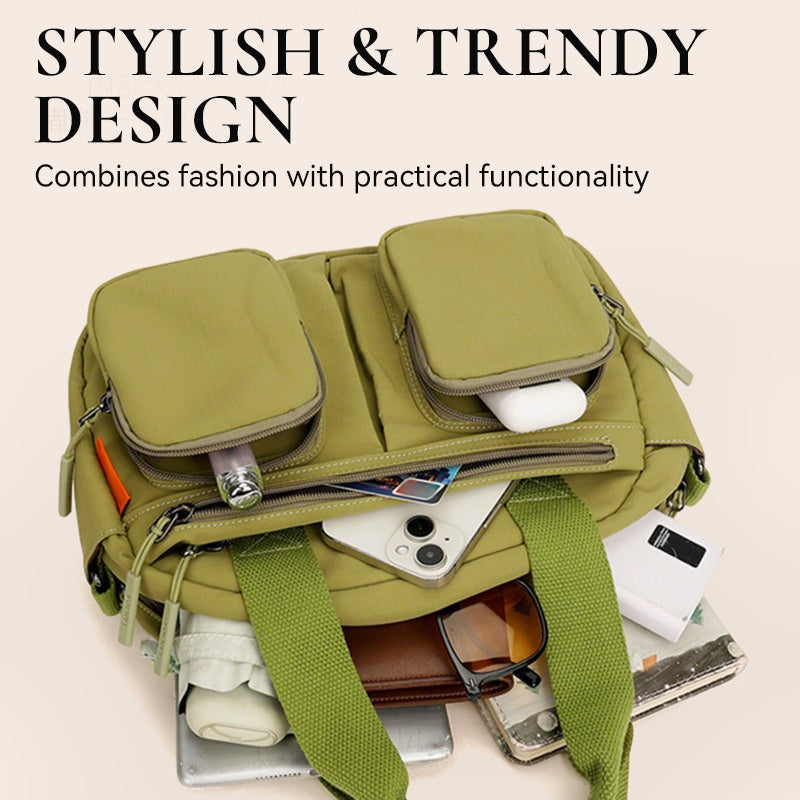 Aarenza stylish water-resistant crossbody bag in black with adjustable strap and zipper closure, designed for casual wear.